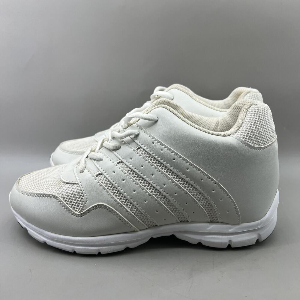 Calto 3.2 Inch Elevator Height Sneakers Men Size 10 White Mesh Comfort Low Shoes - Picture 3 of 9